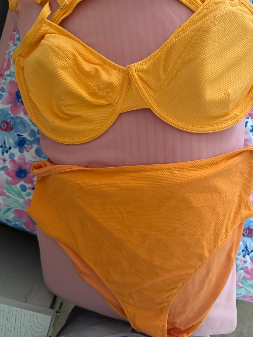Old Navy Yellow Textured Two-Piece Bikini